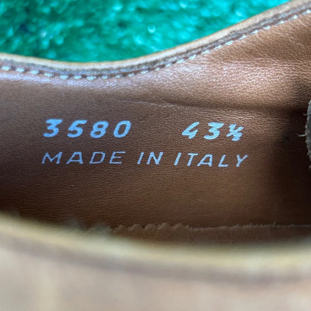 Certo Mens Tan Leather Derby Dress Shoes Made in Italy 3580 Size 43.5